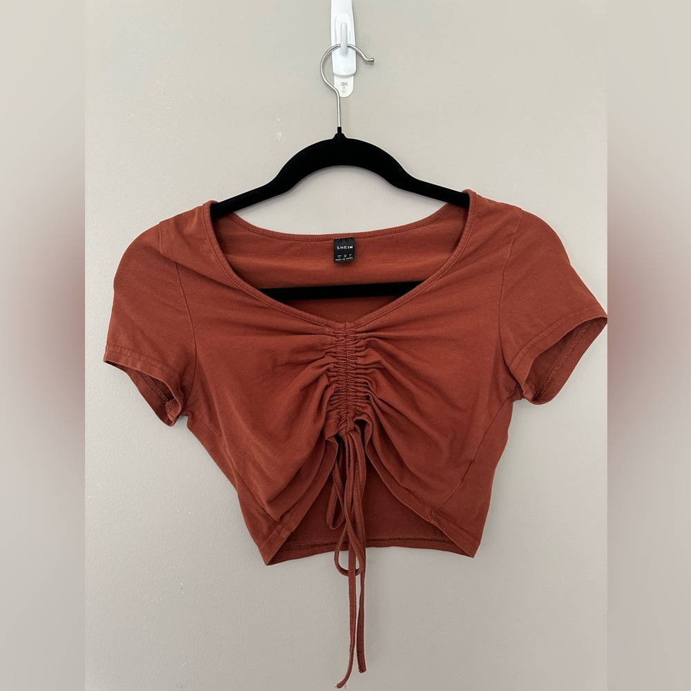 Brown shirt with front tie